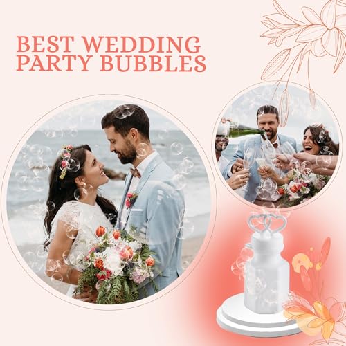Wedding Bubbles with Wands - Bulk Mini Double Heart Top Bubbles for Wedding Send Off, Bridal Party Favors, Engagement, Anniversary Celebrations, Toy Gifts for Kids, Boys or Girls